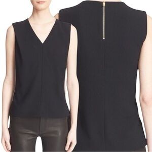 TED BAKER Dexi Shoulder Tuck Sleeveless Top | Minimalist Black Blouse 4= US 10 L
